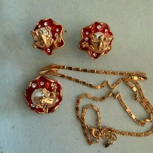 Elegant Red and Gold Color Jewelry Set
